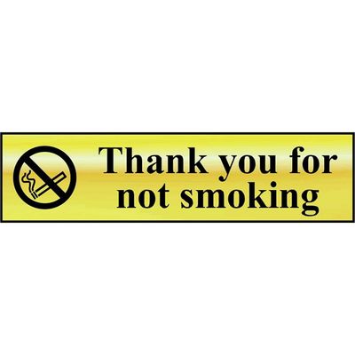 Scan 6001 Thank You For Not Smoking - Polished Brass Effect 200 X 50Mm