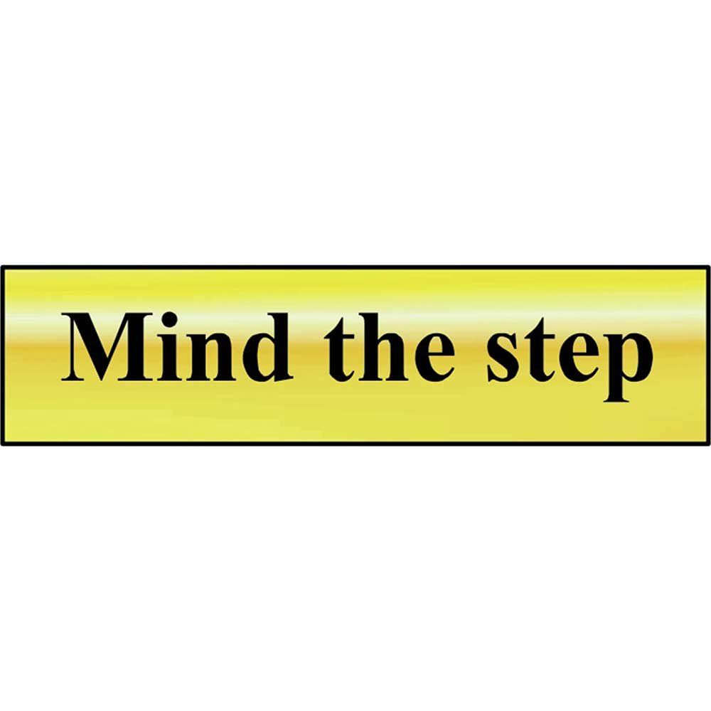 Scan 6029 Mind The Step - Polished Brass Effect 200 X 50Mm - Image 1