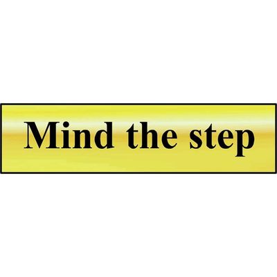 Scan 6029 Mind The Step - Polished Brass Effect 200 X 50Mm