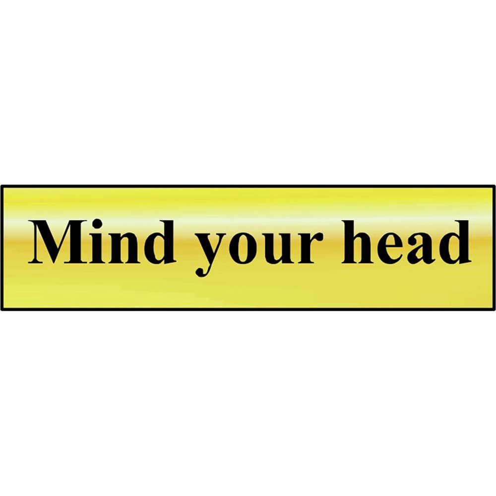 Scan 6030 Mind Your Head - Polished Brass Effect 200 X 50Mm - Image 1