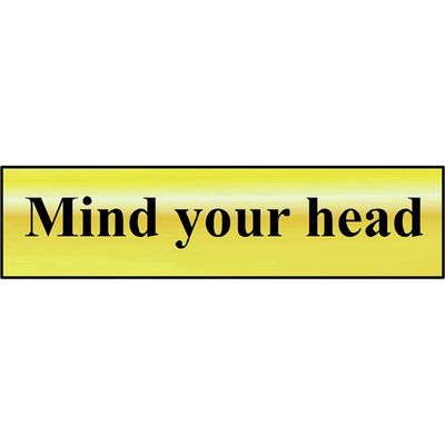 Scan 6030 Mind Your Head - Polished Brass Effect 200 X 50Mm