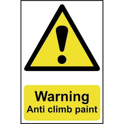 Scan 1113 Warning Anti Climb Paint - Pvc Sign 200 X 300Mm