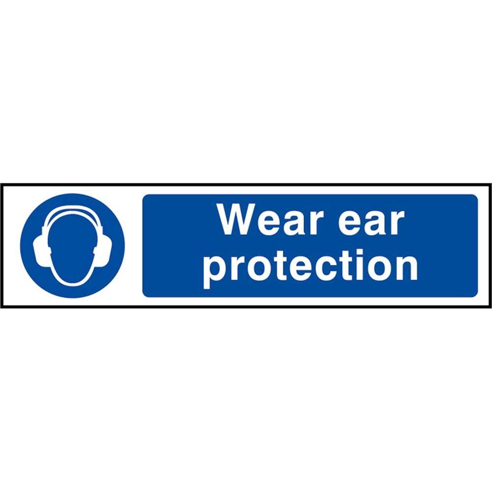Scan 5016 Wear Ear Protection - Pvc Sign 200 X 50Mm - Image 1
