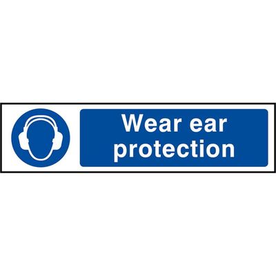 Scan 5016 Wear Ear Protection - Pvc Sign 200 X 50Mm