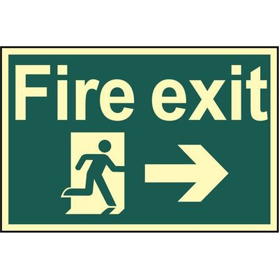 Scan 1581 Fire Exit Running Man Arrow Right - Photoluminescent 300 X 200Mm