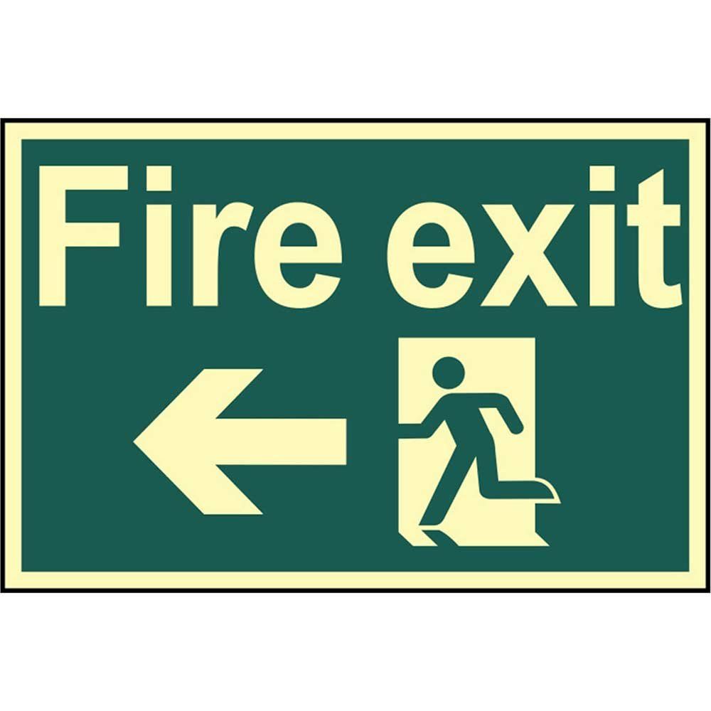 Scan 1583 Fire Exit Running Man Arrow Left - Photoluminescent 300 X 200Mm - Image 1