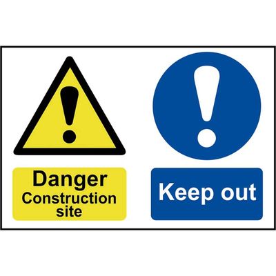 Scan 4005 Danger Construction Site Keep Out - Pvc Sign 600 X 400Mm