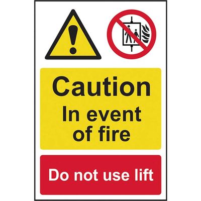 Scan 1180 Caution Event Of Fire Do Not Use Lift - Pvc Sign 200 X 300Mm