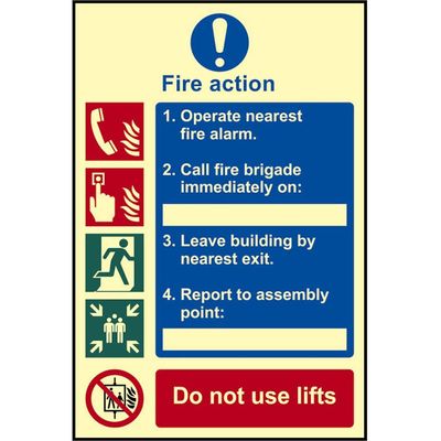 Scan 0202 Fire Action Procedure - Photoluminescent Sign 200 X 300Mm