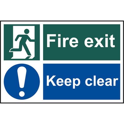 Scan 1540 Fire Exit Keep Clear - Pvc Sign 300 X 200Mm