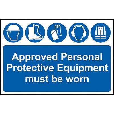 Scan 4020 Approved Ppe Must Be Worn - Pvc Sign 600 X 400Mm