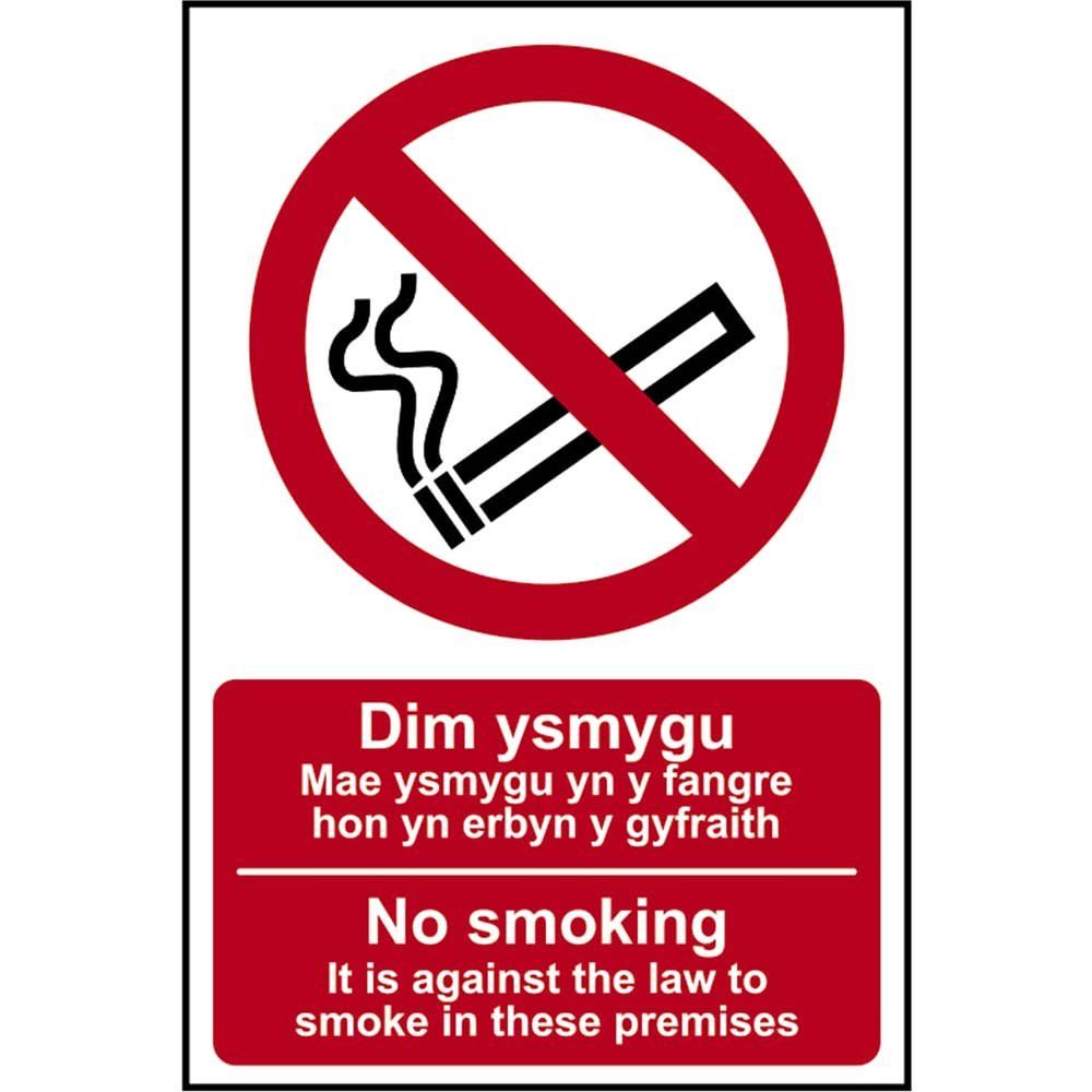 Scan 0578 No Smoking Welsh / English - Pvc Sign 200 X 300Mm - Image 1