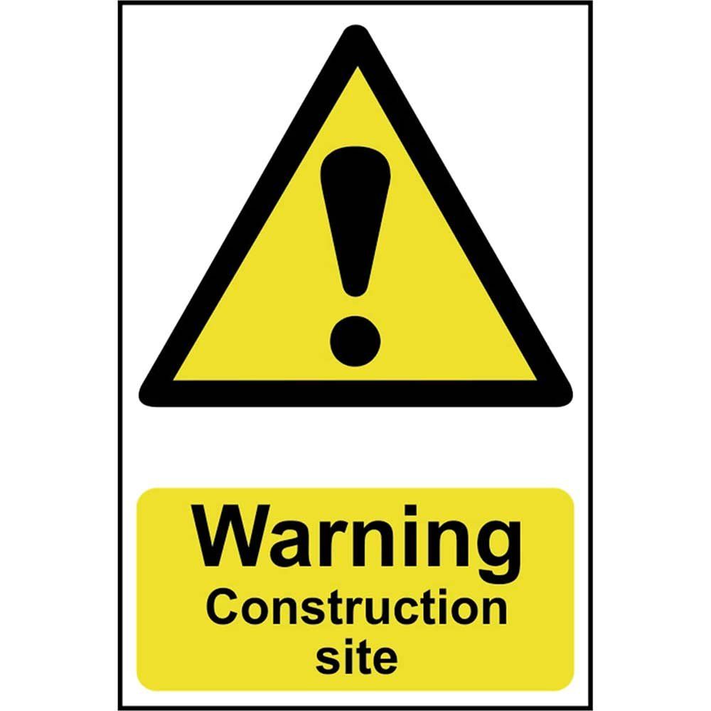 Scan 0958 Warning Construction Site - Pvc Sign 200 X 300Mm - Image 1