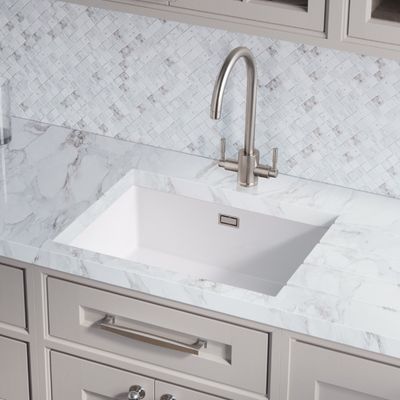 Rangemaster Rustique Single Bowl Inset Or Undermount Sink White 598 x 462mm