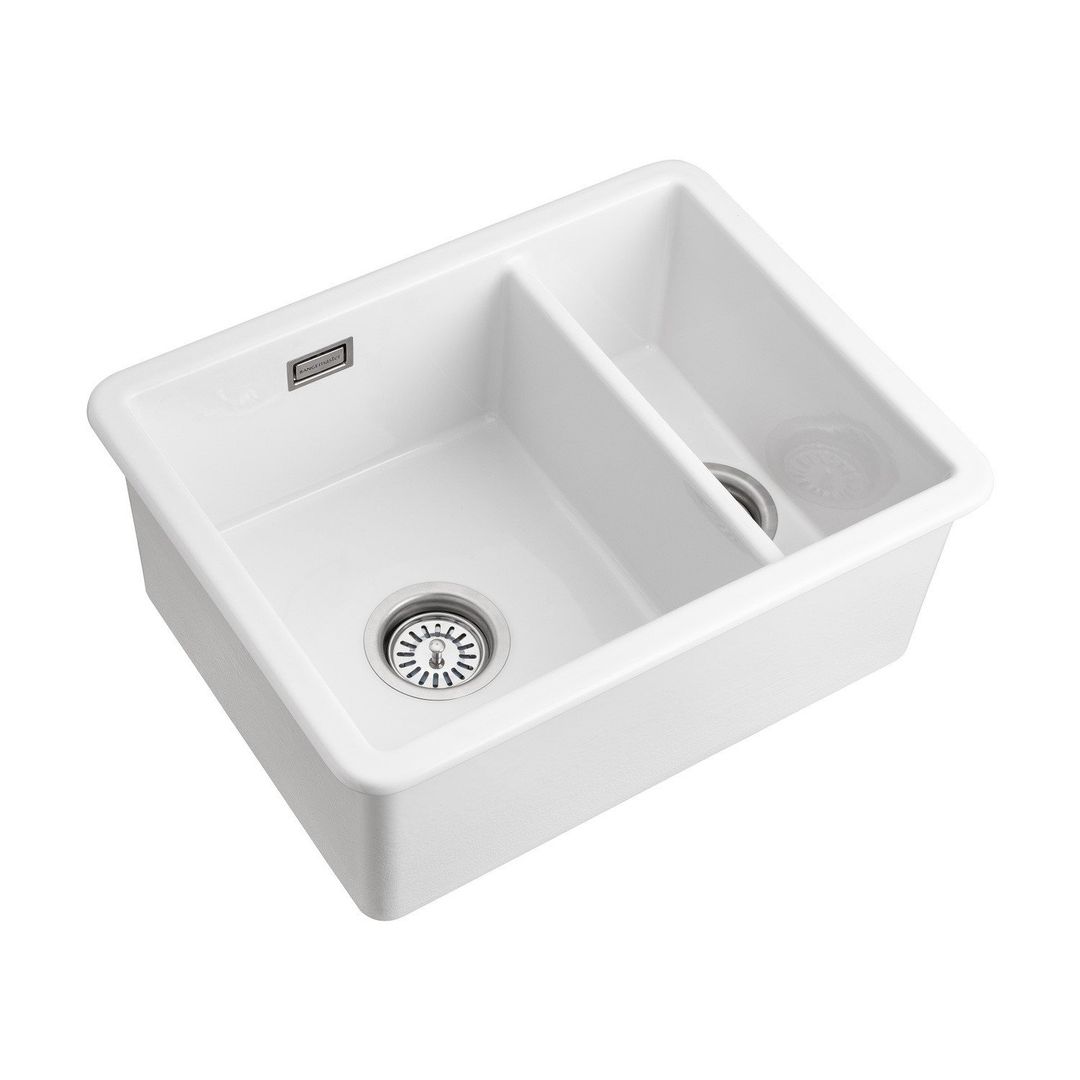 Rangemaster CRUB3315WH/ Rustique 1.5 Bowl Ceramic Inset Or Undermount Sink White 557 x 430mm - Image 1