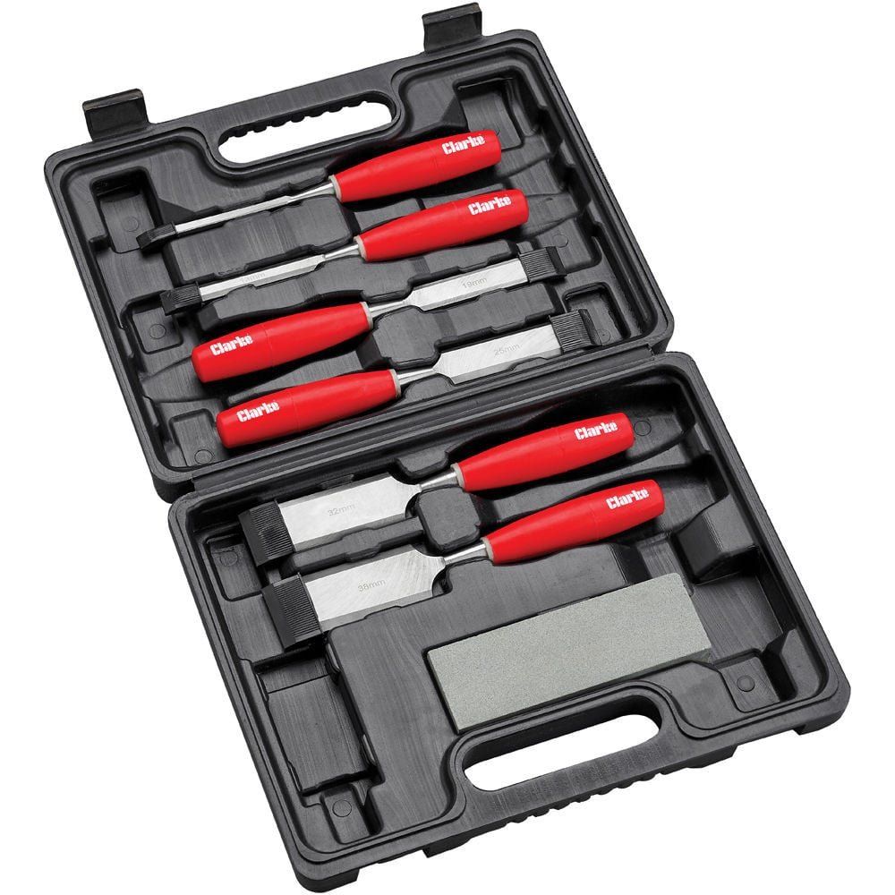 Clarke Clarke CHT484 6 piece Wood Chisel Set with Sharpening Stone - Image 1