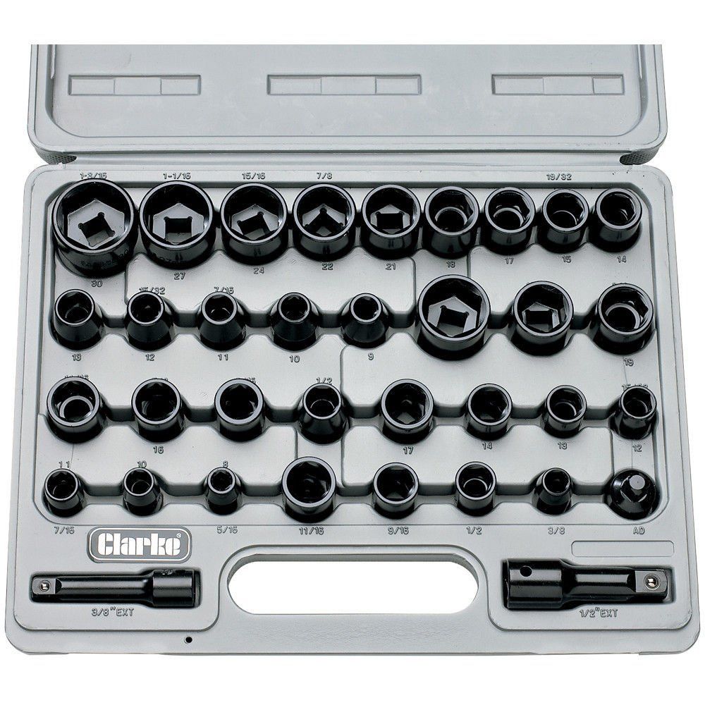 Clarke Clarke CIS12/35 35 Piece 3/8" & 1/2" Impact Socket Set Metric/AF - Image 1