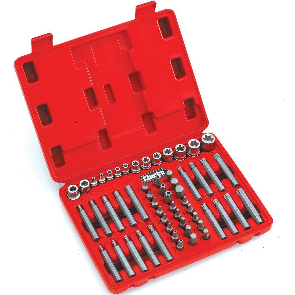 Clarke Clarke PRO164 1/4", 3/8" & 1/2" Drive Torx-Star® / Spline Socket & Bit Set - Image 1