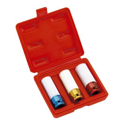 Clarke Clarke PRO184 1/2" Square Drive Alloy Wheel Thin Wall Impact Socket Set 3 Piece