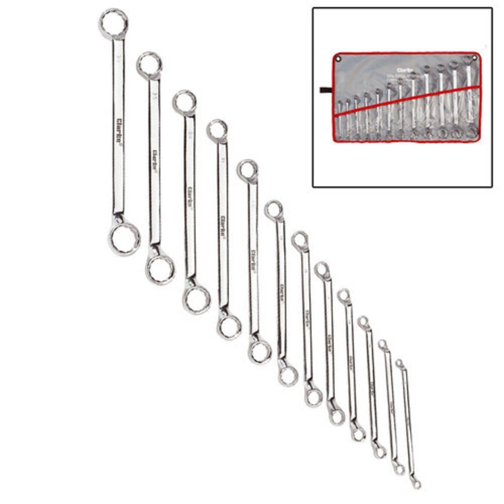 Clarke Clarke CHT611 12 piece 6 - 32mm Polished Elliptical Ring Spanner Set - Image 1