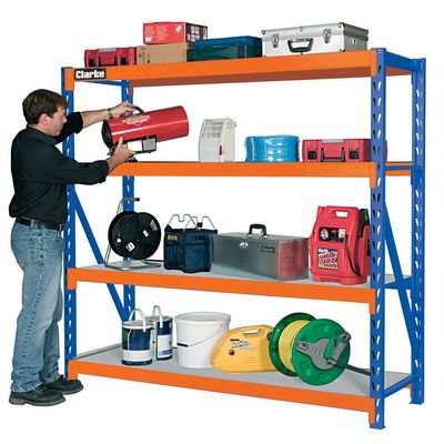 Clarke Clarke CS4700BO Industrial Shelving with 4 Laminate Board Shelves (Blue & Orange)