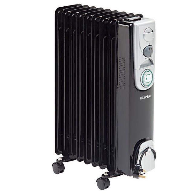 Clarke 6934009 Br9/200 2Kw 9 Fin Black Oil Filled Radiator - Image 1