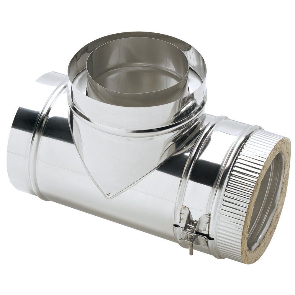 Clarke 6" Stainless Steel Twin Wall Flue 90° Tee - Image 1
