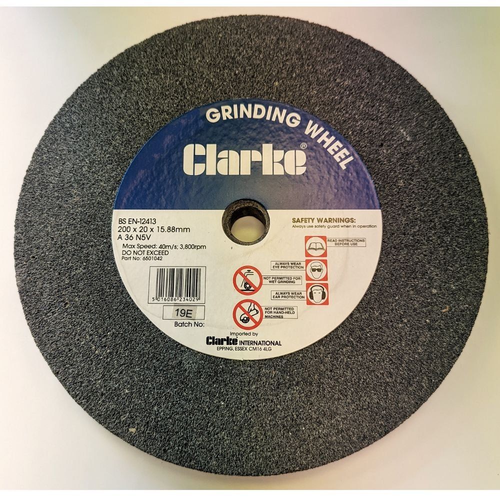 Clarke Clarke 200 x 20 x 16mm bore Medium Grinding Wheel - Image 1