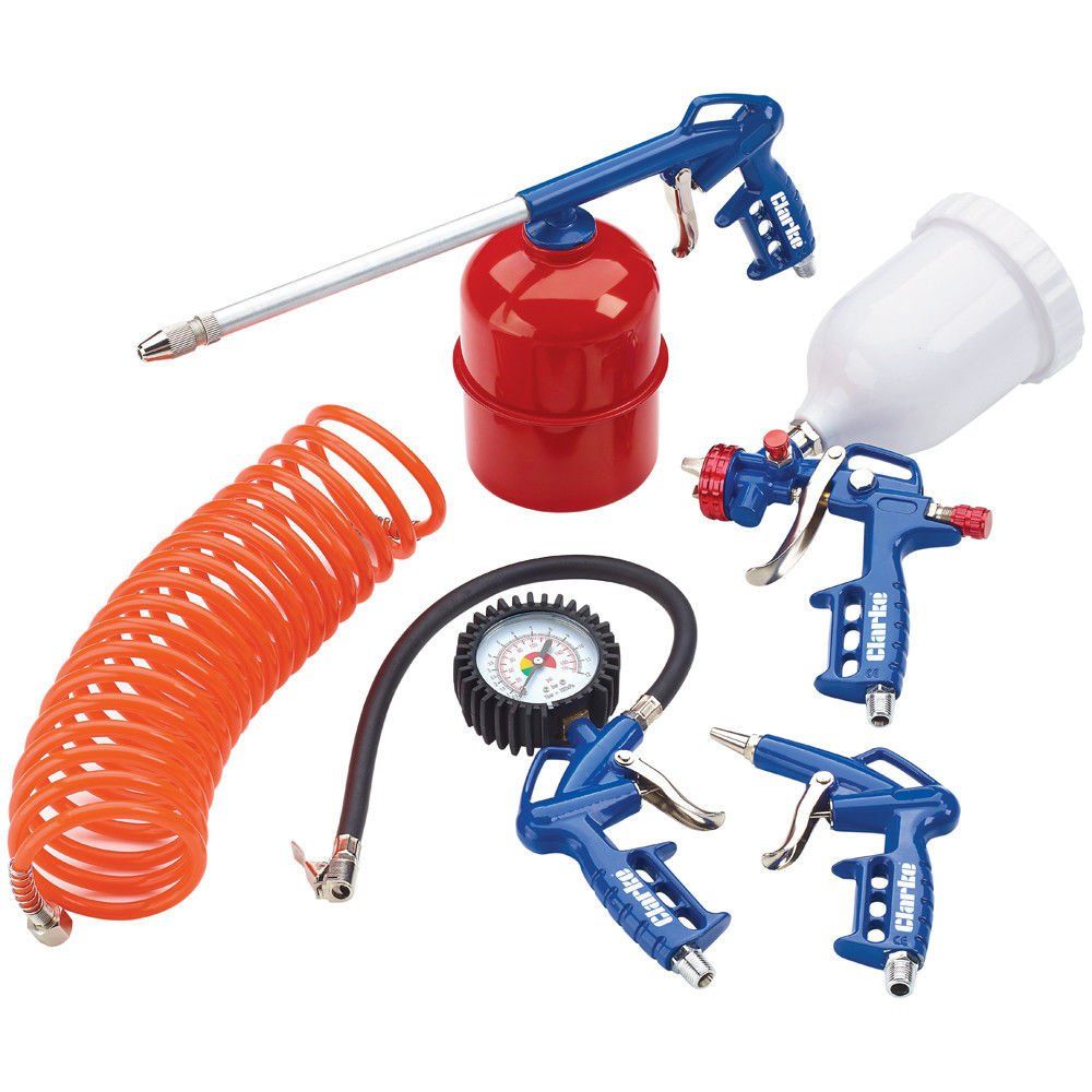 Clarke Clarke KIT1100 5 Piece Air Tool Kit With Gravity Fed Spray Gun - Image 1