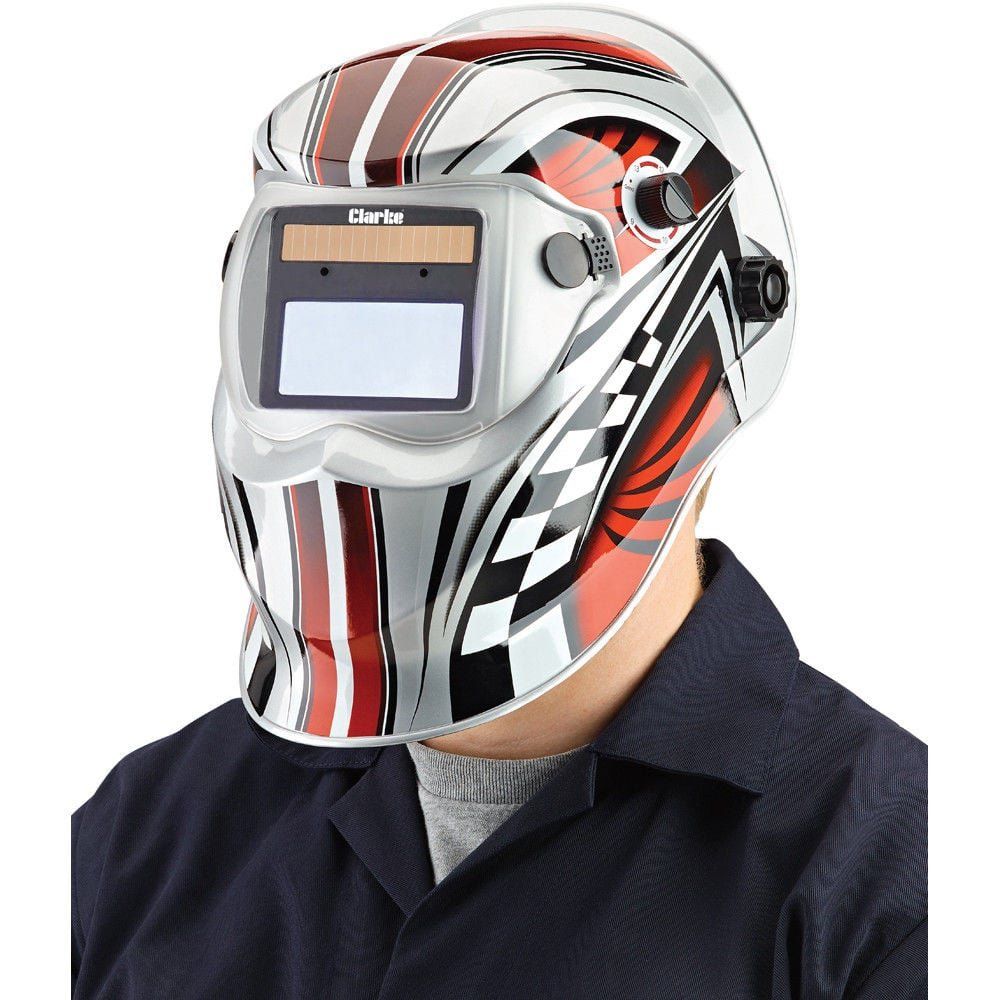 Clarke Clarke GWH6 Chequer Design Arc Activated Solar Powered Grinding/Welding Headshield - Image 1