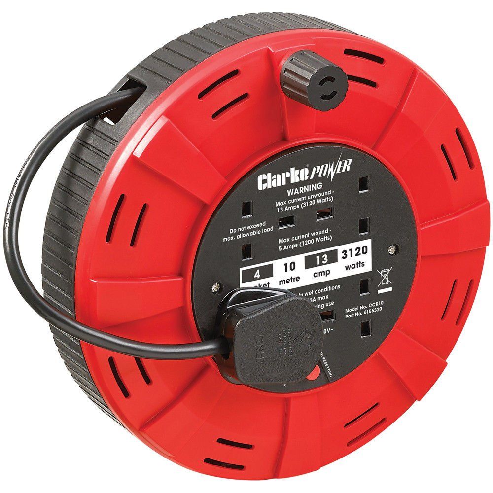 Clarke Clarke CCR10 4 socket 10m Cassette Cable Reel (230V) - Image 1