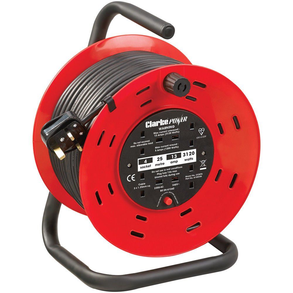 Clarke Clarke CCR25 4 Socket 25m Cable Reel With Thermal Cut Out (230V) - Image 1