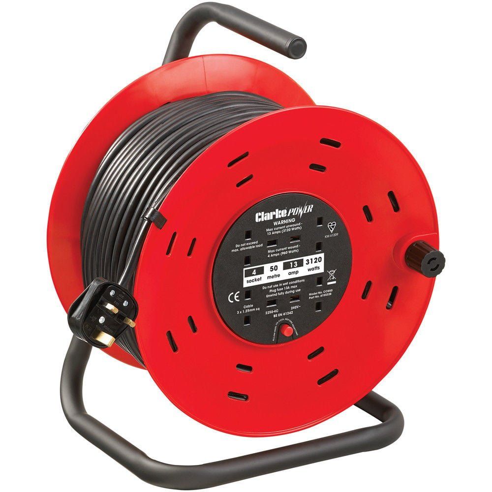 Clarke Clarke CCR50 4 Socket 50m Cable Reel With Thermal Cut Out (230V) - Image 1
