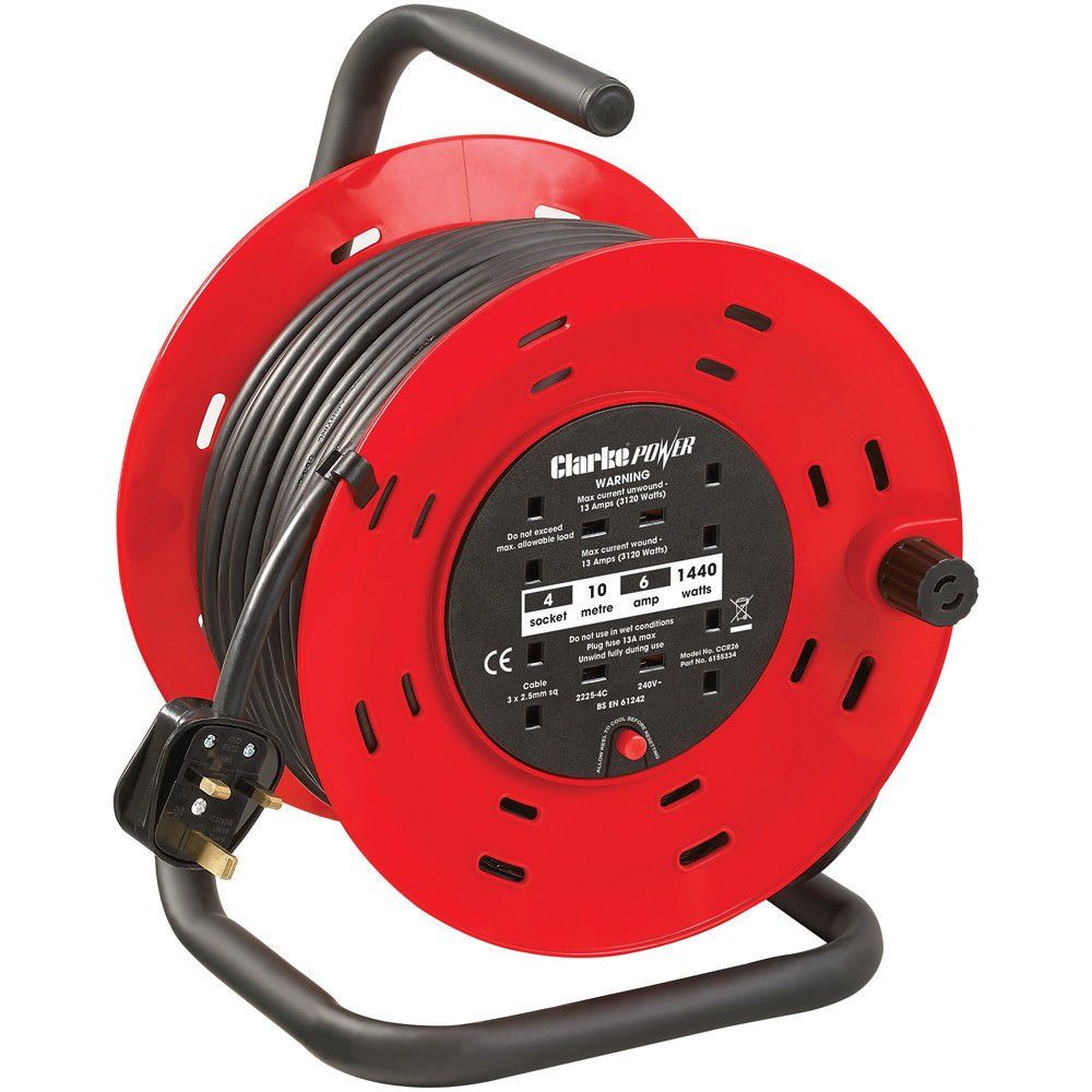 Clarke Clarke CCR26 230V 4 Socket 25m 2.52mm Cable Reel With Thermal Cut Out - Image 1