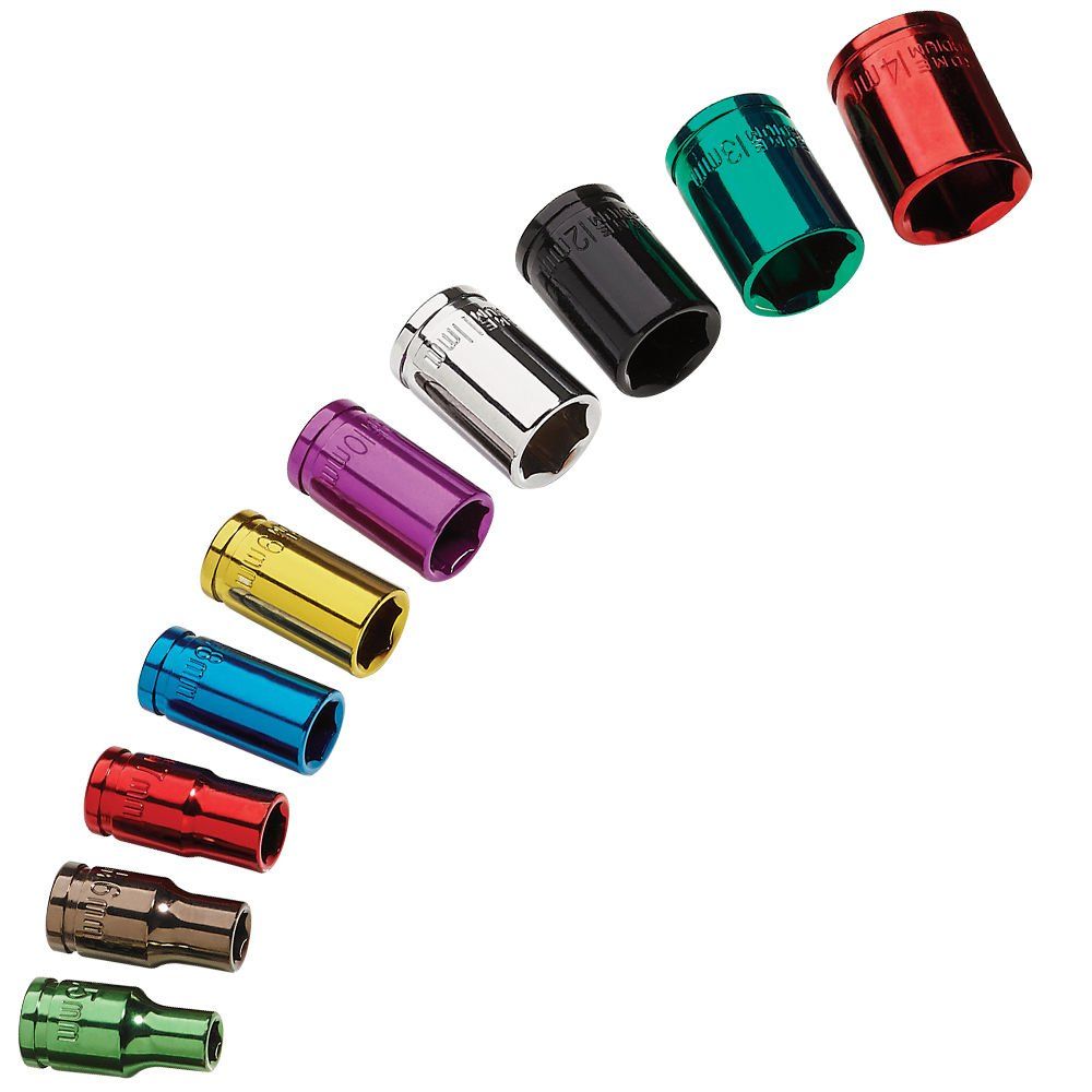 Clarke 1700744 Pro338 10 Piece 1/4 Drive Colour Coded Socket Set - Image 1