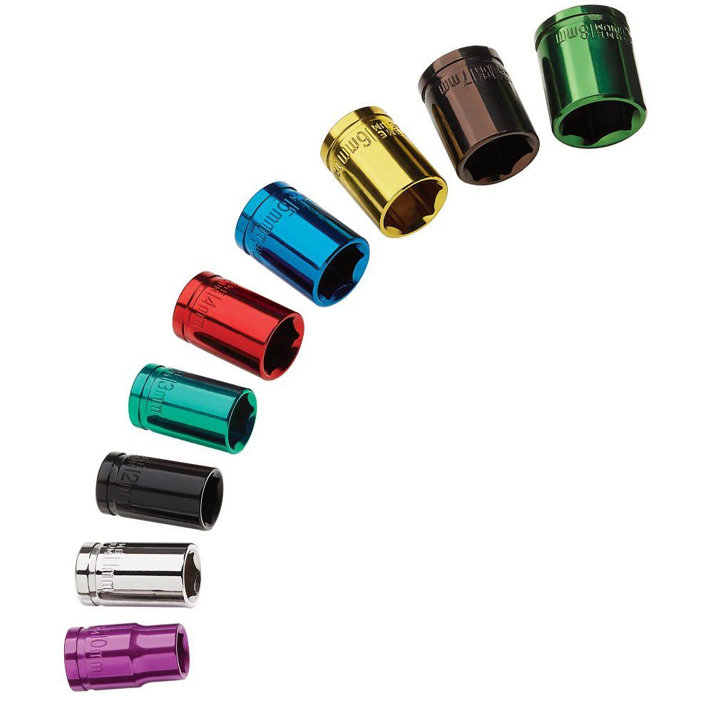 Clarke 1700746 Pro340 9 Piece 3/8 Colour Coded Socket Set - Image 1