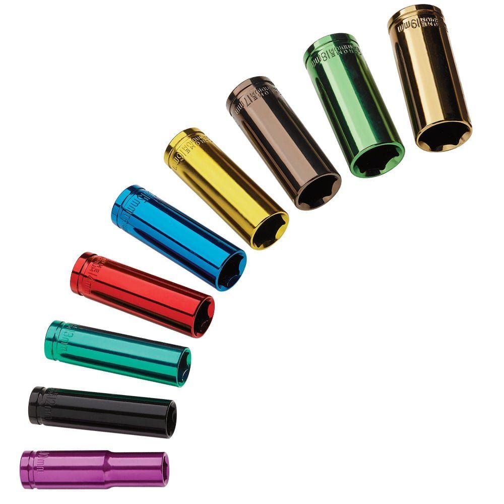 Clarke 1700747 Pro341 9 Piece 3/8 Colour Coded Deep Socket Set - Image 1