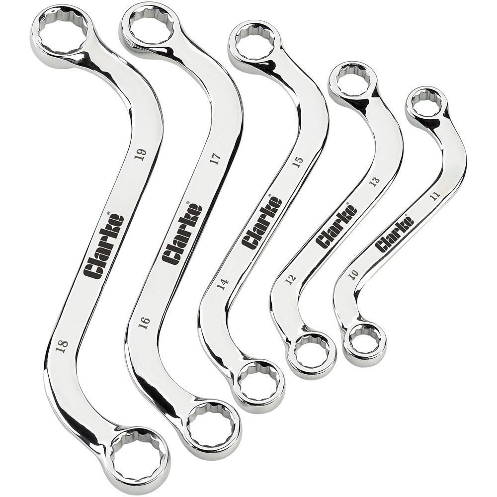 Clarke Clarke CHT809 5 piece 10 - 19mm S-Type Ring Spanner Set - Image 1