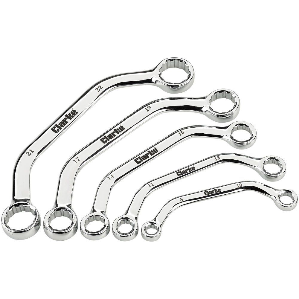 Clarke Clarke CHT810 5 piece 8 - 22mm Obstruction Ring Spanner Set - Image 1