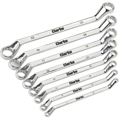 Clarke Clarke CHT807 8 piece 6 - 22mm Deep Offset Ring Spanner Set
