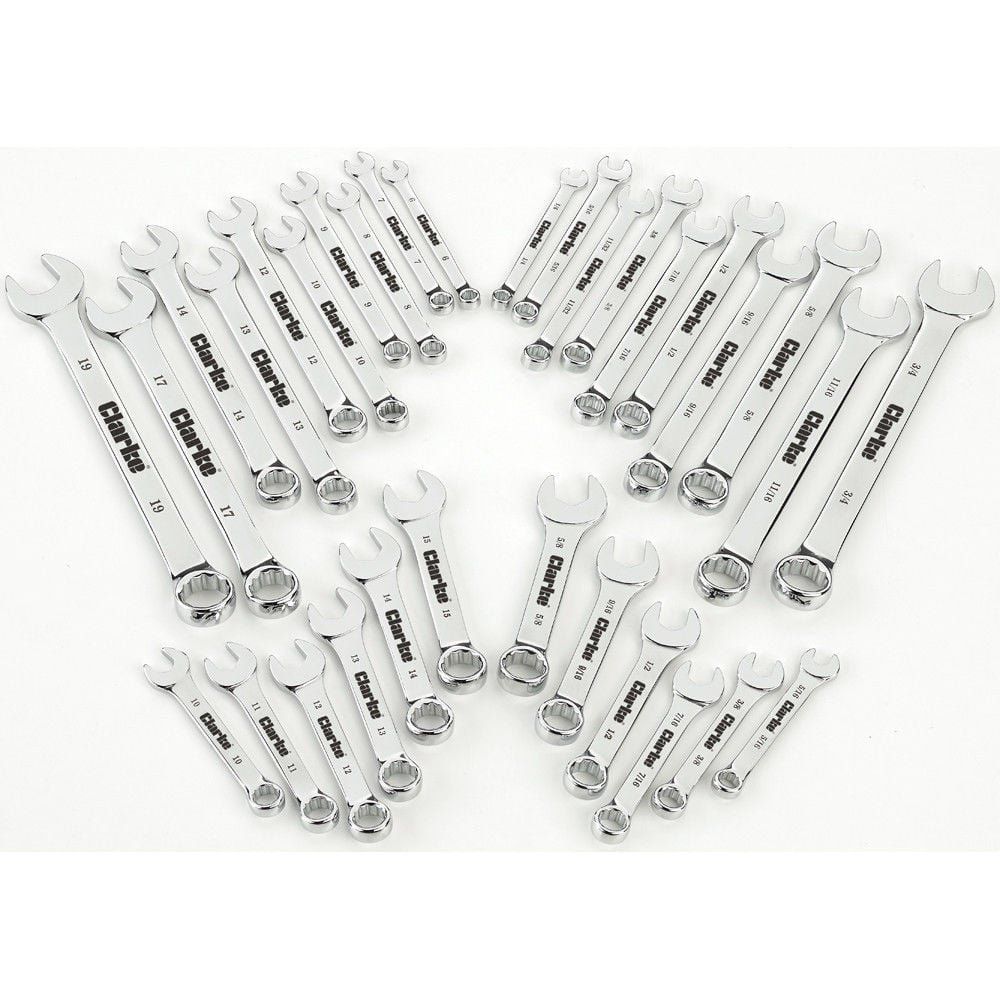 Clarke Clarke CHT805 32 Piece Metric & Imperial Combination/Stubby Spanner Set - Image 1