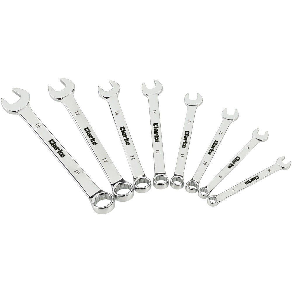 Clarke Clarke CHT815 8 piece 8 - 19mm Combination Spanner Set - Image 1