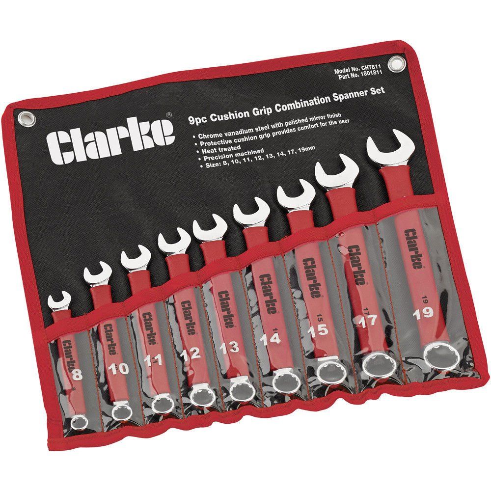 Clarke Clarke CHT811 9 Piece 8 - 19mm Cushion Grip Combination Spanner Set - Image 1