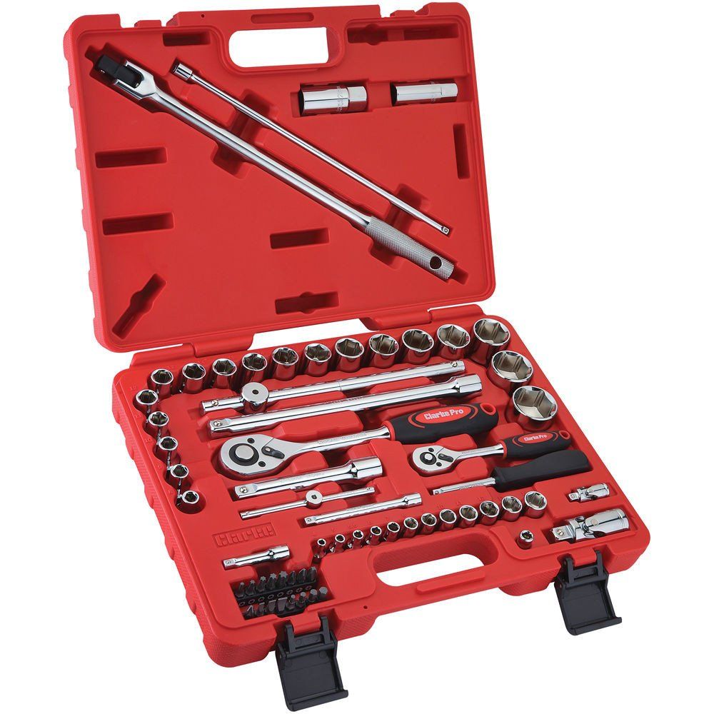 Clarke Clarke PRO389 62 Piece 1/2" & 1/4" Drive Socket & Bit Set - Image 1