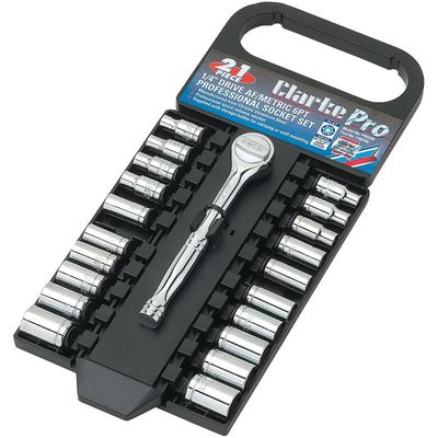 Clarke Clarke PRO350 1/4" Drive 21 Piece AF/Metric 6pt Socket Set