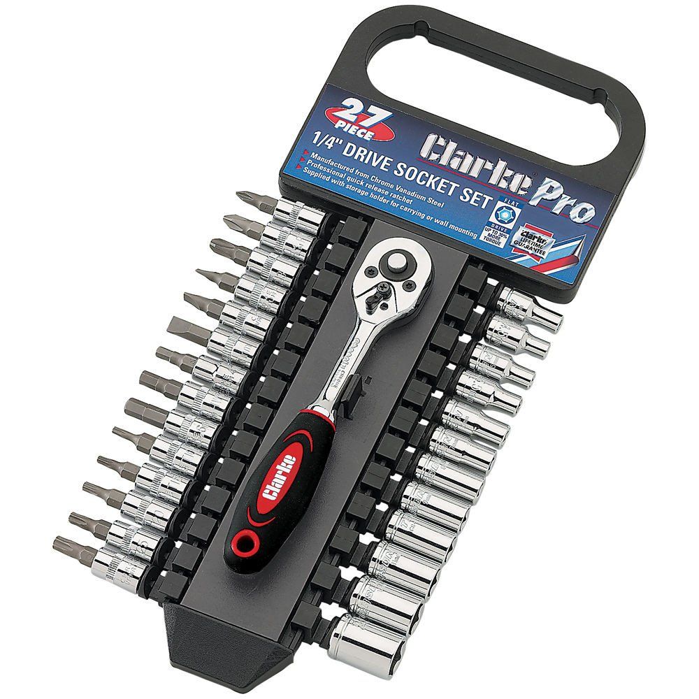 Clarke Clarke PRO358 27 Piece 1/4" Drive Socket & Socket Driver Set - Image 1