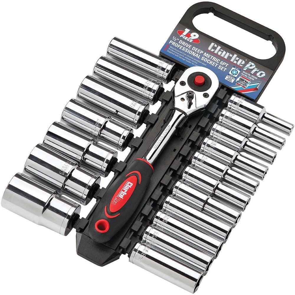 Clarke 1700796 Pro390 19 Piece Deep Drive 6 Point Metric Socket Set - Image 1