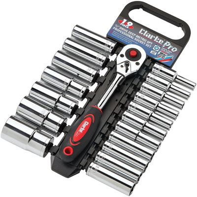 Clarke 1700796 Pro390 19 Piece Deep Drive 6 Point Metric Socket Set