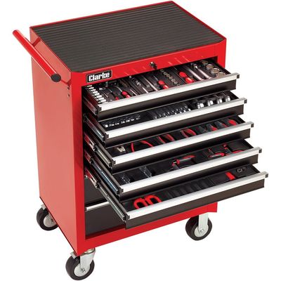 Clarke 1700802 Pro396 222 Piece Tool Set With 7 Drawer Tool Cabinet