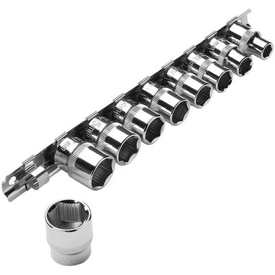 Clarke Clarke PRO409 3/8" Drive 9 Piece Anti Slip Metric Socket & Rail Set 8 - 19mm